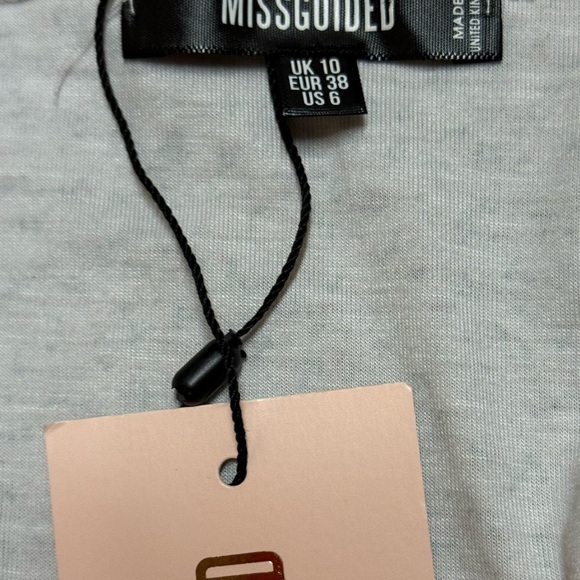 Missguided lace up front puff sleeve cream pink purple floral bodysuit US 6 - Picture 8 of 8